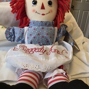 Raggedy Ann Doll with Red Hair and Blue Dress
